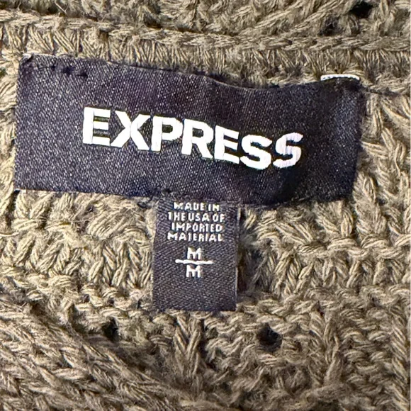 Express Open Knit Olive Green Sweater - Picture 4 of 6